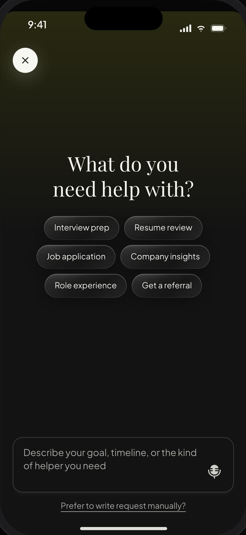 What do you need help with? Chips for interview prep, resume review, job application