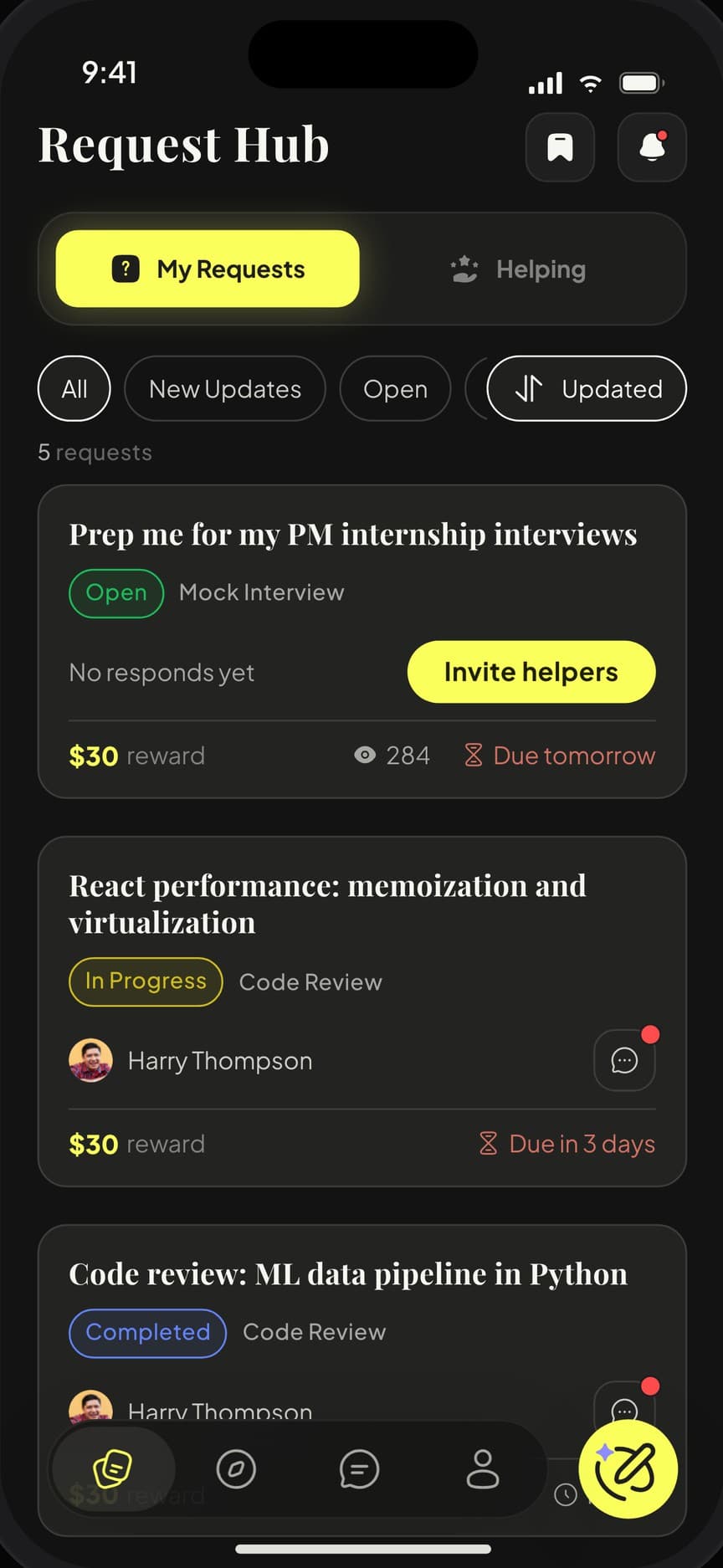 Request Hub: my requests and the ones I’m helping with