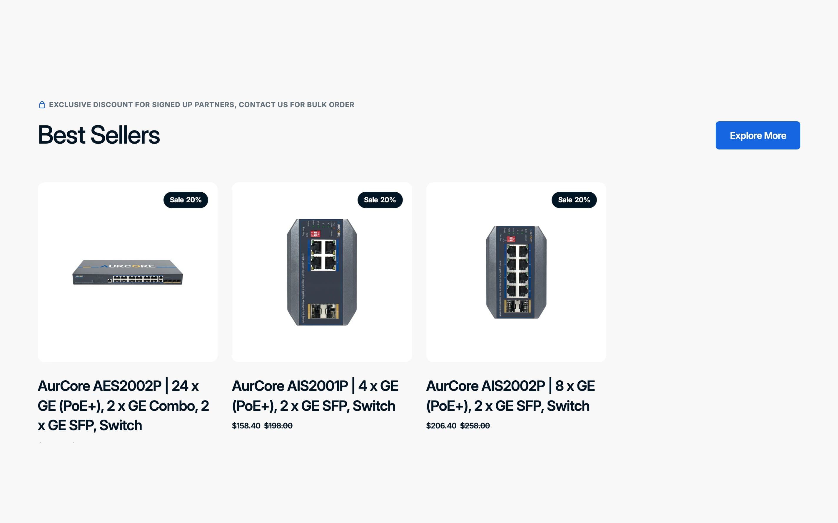 Best sellers: AurCore managed switches