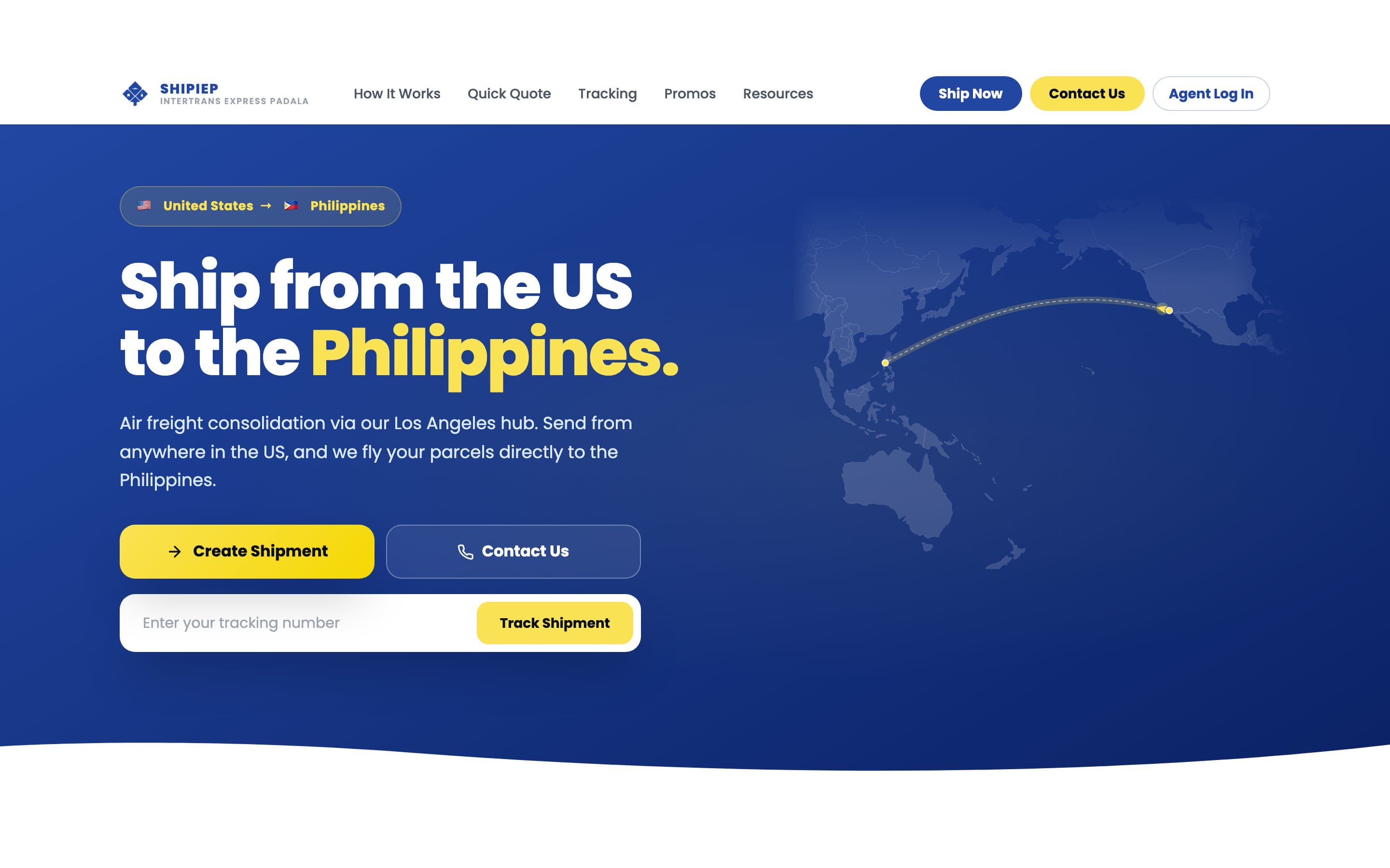 Shipiep homepage: ship from the US to the Philippines